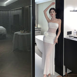 Plataz Holiday Style Sexy Perspective Mesh Yarn Flowers With Breasts Women Design Sense Of Body Quality Dress