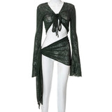 Plataz Eye Tuff Strap Long Sleeve Wrapped Blouse Casual Half-Skirt Set Summer New Women's Clothing DJPT