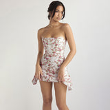Plataz Bosom Crumm Flower Body Dew Back Dress Casual Holiday Style Sexy Hot Girl Short Dress Girl DJPT
