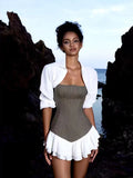 Plataz Niche Design Hottie Bumps Into Waist Lotus Leaf-Side Skirt Stitched With Bra Dress Suit Woman