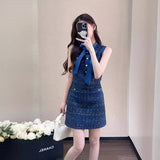 Plataz 2025 With Coarse Flowers, Silk Sleeveless Dress