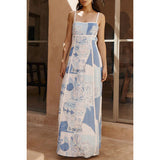 Plataz 2024 New Sling-Print Dress INS Casual Holiday Loose Women's Dress HZ0628