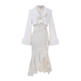 Plataz White Moonlight New Chinese Style Daily New Top Dress Autumn And Winter Set X166