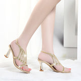 Plataz Wearing Sandals Women's Dress Coarse Heels Elegant Fashion Young Bohemian Water Drill Sandals High Quality Shoes