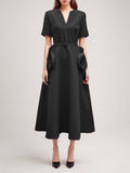 Plataz Elegant Style 2025 Spring New V-Neck Rose High-Waisted Dress Dress Dress Woman