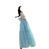 Plataz Hanging Neck Sling Dress Summer Seaside Holiday Fairy Dress Sexy Bareback Beach Dress Woman