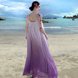 Plataz Holiday Purple Sling Dress Women's Summer 2025 New Loose Thin Gentle Temperament Fairy Dress