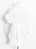Plataz Trend Style Dress 2025 Spring New Petal Sleeves With Irregular Short Skirts