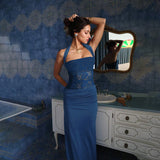 Plataz Autumn 2025 New Long Dress Fashion Style Elegant Body Lace Splicing Slinging Dress DJPT