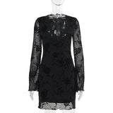 Plataz Autumn 2025 New Fashion Temperament Embroidered Velvet V-Neck Long-Sleeved Hottie Short Dress Girl DJPT