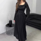 Plataz 2024 Fang Collar Light Dress Slim Light Luxury Sexy Long Dress