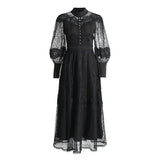 Plataz Vintage Court Dresses Spring 2025 New Embroidered Lace Slim Solid Colored Dresses