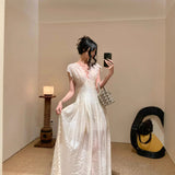 Plataz Embroidered V-Necked White Dress