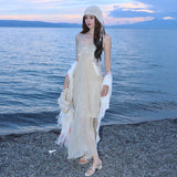 Plataz Summer Vacation Beachside Hanging Neck Beach Dress To Collect Sling Fishtail Dress Female Dress
