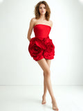 Plataz Wind Brao A-Shaped Dress 2025 Spring New Party Dress Three-Dimensional Rose Big Flowers Splicing Dress Dress Woman