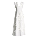 Plataz Style Dress 2025 Summer New French Three-Dimensional Flower Decoration Slings Swing Dress Women's Dress