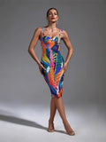 Plataz Body Print Sexy Slings With Thin Ass Dress Spice Girls High-Sensing Women's Temperament Dress