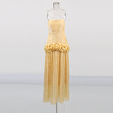 Plataz Yuanfeng Light Luxury Evening Dress 2025 New Women's Summer Breast Flavor Flavor To Waist Leaf Sides And Matching Dresses