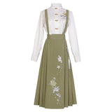 Plataz Design New Green Hanfu Women's Chinese Wind Shirt Back Skirt Two-Piece Set 8431