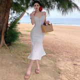 Plataz Temperament Long Dress Women's New Summer Waist Thin Design Hollow Sling Dress
