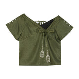 Plataz Design Liulu Green Chinese Style Improvement Han Elements Han Suit Women's Coat Sling Half Skirt Set 8705