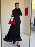 Plataz Spring Bubble Mesh Dress Evening Dress Soft Leaves Side Dressing Dress