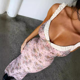 Plataz Fragmented V-Neck Folded Slings Slim Dress Woman 2024 Early Spring New Seaside Holiday Dress