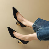 Plataz Large-Size Shoes Small Fragrant Wind Sharp High Heels New Women's Shoes Light Color Fashion Single Shoes High Quality Shoes