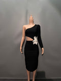 Plataz New Fashion Sexy Flowers To Wear A One-Shoulder Banded Dress Light Luxury Niche Evening Dress