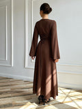 Plataz French Elegant U-Neck Solid-Colored Belted In Autumn 2024