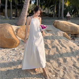 Plataz Woven-Back White Dress Design Small Thin Sexy Sanya Seaside Beach Dress Girl
