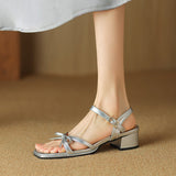 Plataz Large-Size Shoes Side-On-Heeled Sandals Women Summer New Bow Buckle Buckle High Quality Shoes
