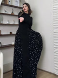 Plataz 2025 Temperament Long-Sleeved Design Round Collar Small Broken Floral Dress Dress Dress Woman