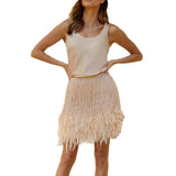 Plataz Dinner Temperament Suit Two Sets Of Sexy Short Skirt Tuxed Feathers