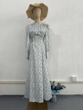 Plataz 2024 Gentle Wind Loose With Broken Flower And Ribbon Dress With Long Sleeve Long Sleeve Dress