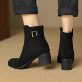 Plataz French Coarse And Small Short Boots Women's Autumn New Pointed Velvet Knight Boots Single Boots With Large Size Women's Boots High Quality Shoes