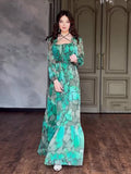 Plataz Summer Women's Fashion Fashion Printed Long Dress Elegant Dress With Long Sleeves