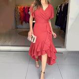 Plataz 2024 French V-Neck High-Rise Slim Slimy Sexy Fashion Dress