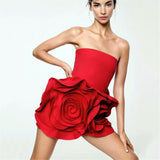 Plataz Bra Strap Dress With Stylish Three-Dimensional Big Flower Party Party Dress Dress Dress