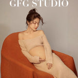 Plataz New Film Studio Pregnant Women's Clothing Big Belly Knitting Set Sexy Home Style Photography Art Photos At Home Maternity