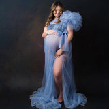 Plataz Take A Picture With A Net Yarn Dress Pregnant Women's Shoulderless Sleeve-Free Dress Halloween Styling Maternity