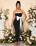 Plataz Bow Bump Color With Chest With Dressing Dinner High-End Feel Beautiful Evening Dress