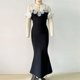 Plataz New Design Sense Three-Dimensional Flower Banded Dress Party Dress Fishtail Dress