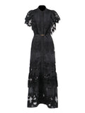 Plataz Atmosphere Long Dress 2025 New High-End Collar Embroidery Hollow Waist Fashion Dress Women's Summer