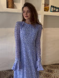 Plataz White-Wave Dot Splicing Lotus Leaf Sleeve Doll Collar Sweet Long Sleeve Thin Small Dress