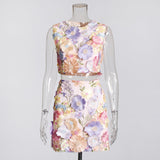 Plataz Retro Holiday Style 2025 Summer New Sleeveless Embroidery Top High-Waisted Hip Skirt Suit Woman