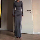 Plataz 2024 Women's Fashion Sexy Tight-Groomed And Comfortable Solid Color Long Dress