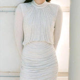 Plataz Autumn New Famous French Heavy Industry Hot Sleeve Long Sleeve White Top High Waist Thin Women's Half-Dress Suit