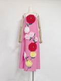 Plataz Large Flower Three-Dimensional Decoration Splicing 2025 New Solid Color Sling Skirt Loose Dress