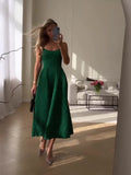 Plataz Slings Press Fresh Dress Femininity Summer Temperament A Word Dress Green